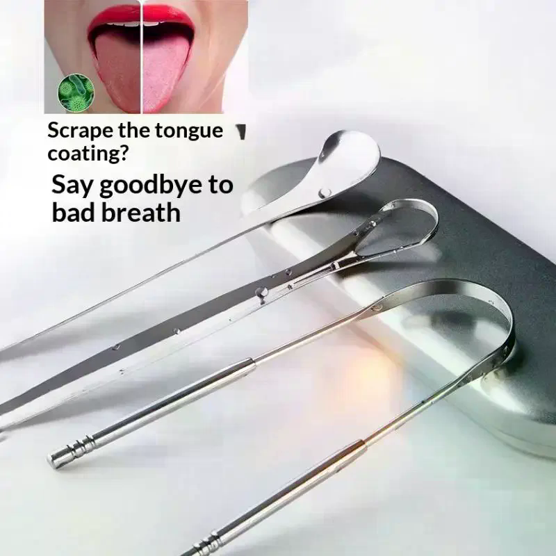 Tongue Scraper Metal - Stainless Steel Tongue Scraper Set Reusable