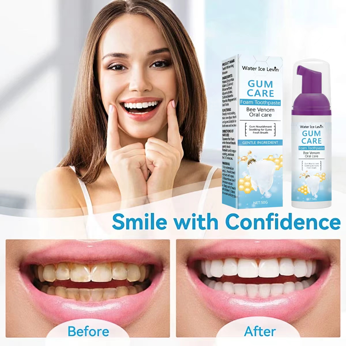 Water Ice Levin Gum Care Foam  - Teeth Whitening Xylitol Gum review and price