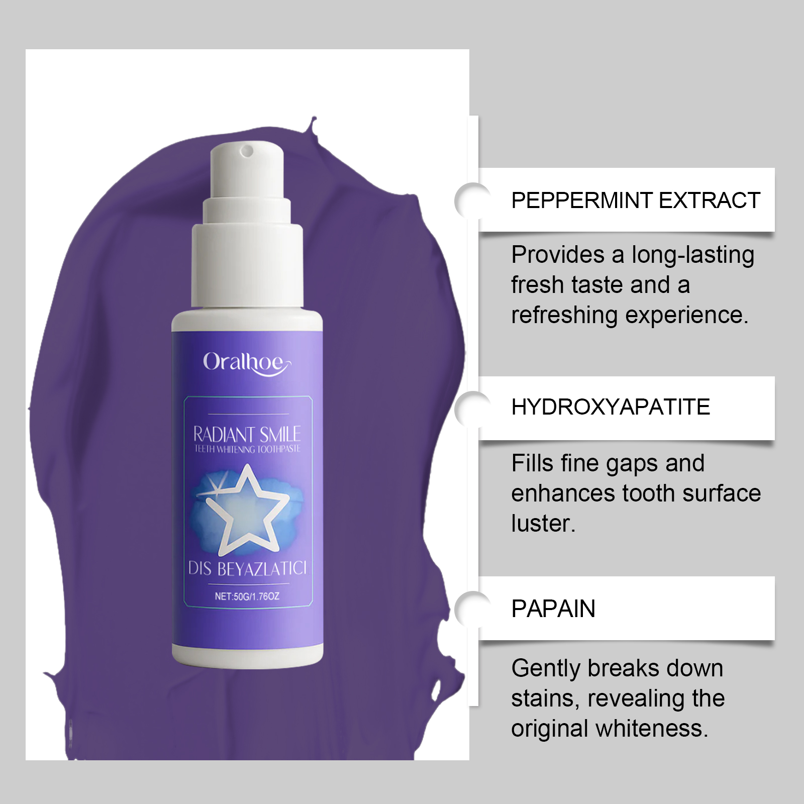 ORALHOE 50g Purple Teeth White - Teeth Whitening Or Bleaching review and price