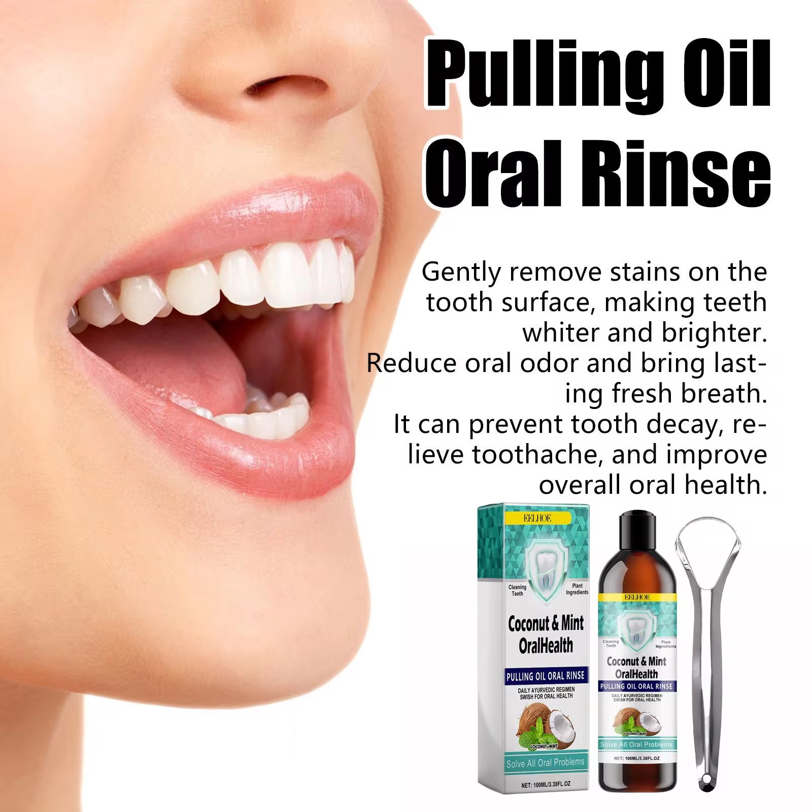 EELHOE Mint Coconut Oil Pullin - Teeth Whitening Oil Pulling review and price